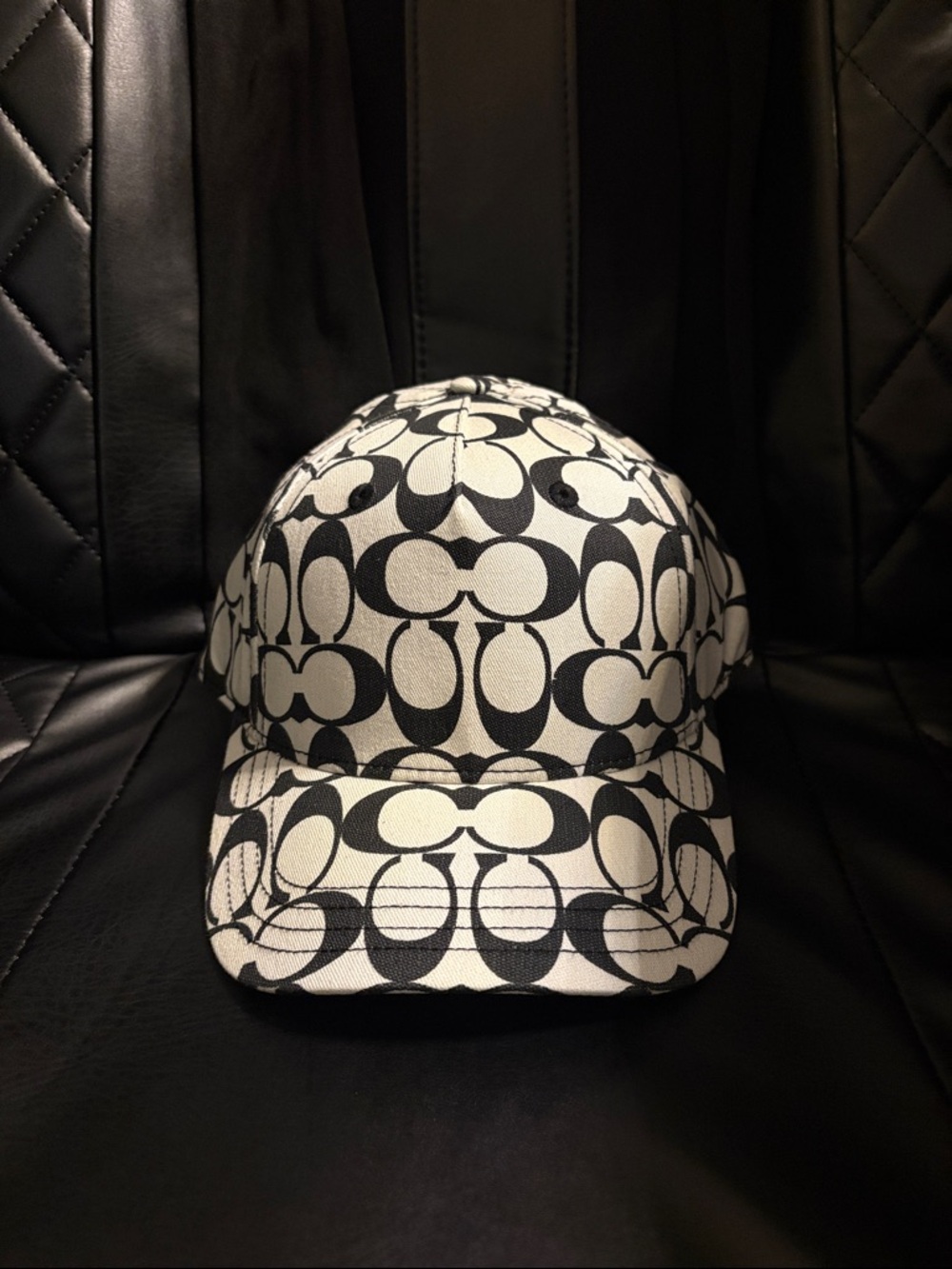 Coach Black & White Signature Monogram Cap